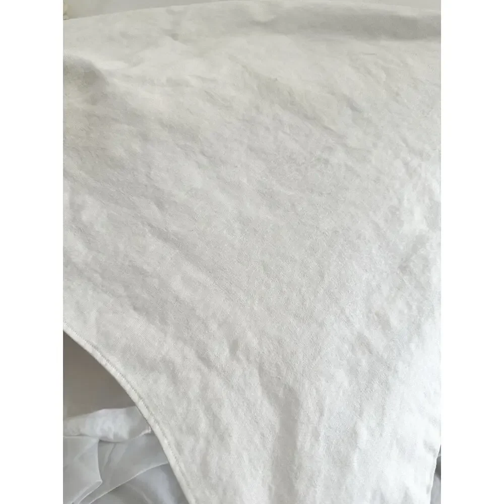 Vtg. WHITE DAMASK Chrysanthemum Flower LINEN TABLECLOTH 67 X 84” Bridal Wedding